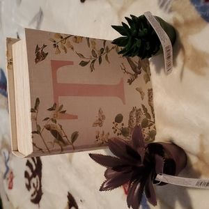 Faux book & succulents Monogram T